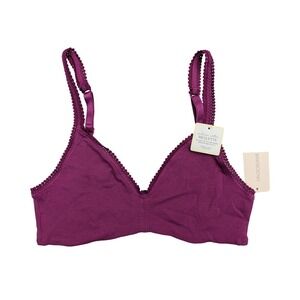 On Gossamer 10404 Cabana Cotton Blend Stretch Bralette Bra‎ Small Purple NWT